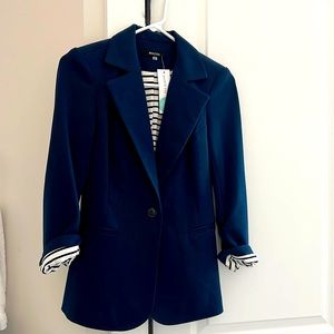41Hawthorn navy blue striped-lined blazer, new with tags, size XS.